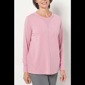 AnyBody Cozy Knit Luxe Pullover with Rib Pink - Regular